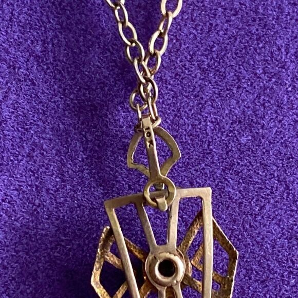 💛 10k Antique Garnet & Pearl Necklace - Picture 4 of 7